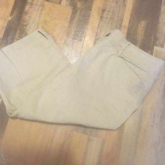 NWOT Eddie Bauer Brand Kaki Colored Capris Women’s Size 16. - Picture 2 of 14
